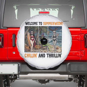 Welcome To Summerween Chillin And Thrillin Spare Tire Cover Funny Summer Halloween