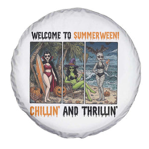 Welcome To Summerween Chillin And Thrillin Spare Tire Cover Funny Summer Halloween