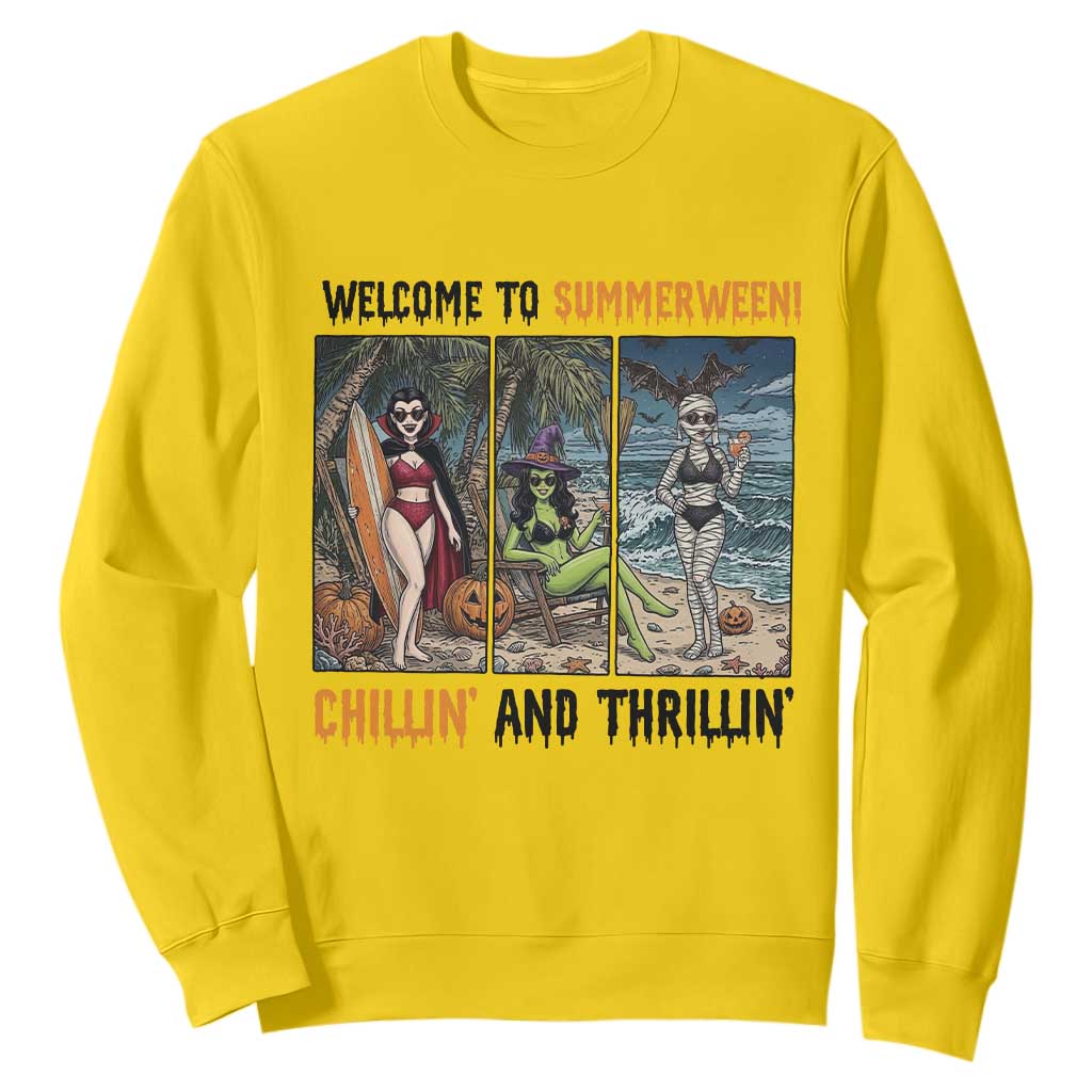 Welcome To Summerween Chillin And Thrillin Sweatshirt Funny Summer Halloween