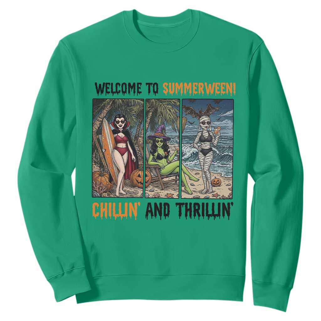 Welcome To Summerween Chillin And Thrillin Sweatshirt Funny Summer Halloween