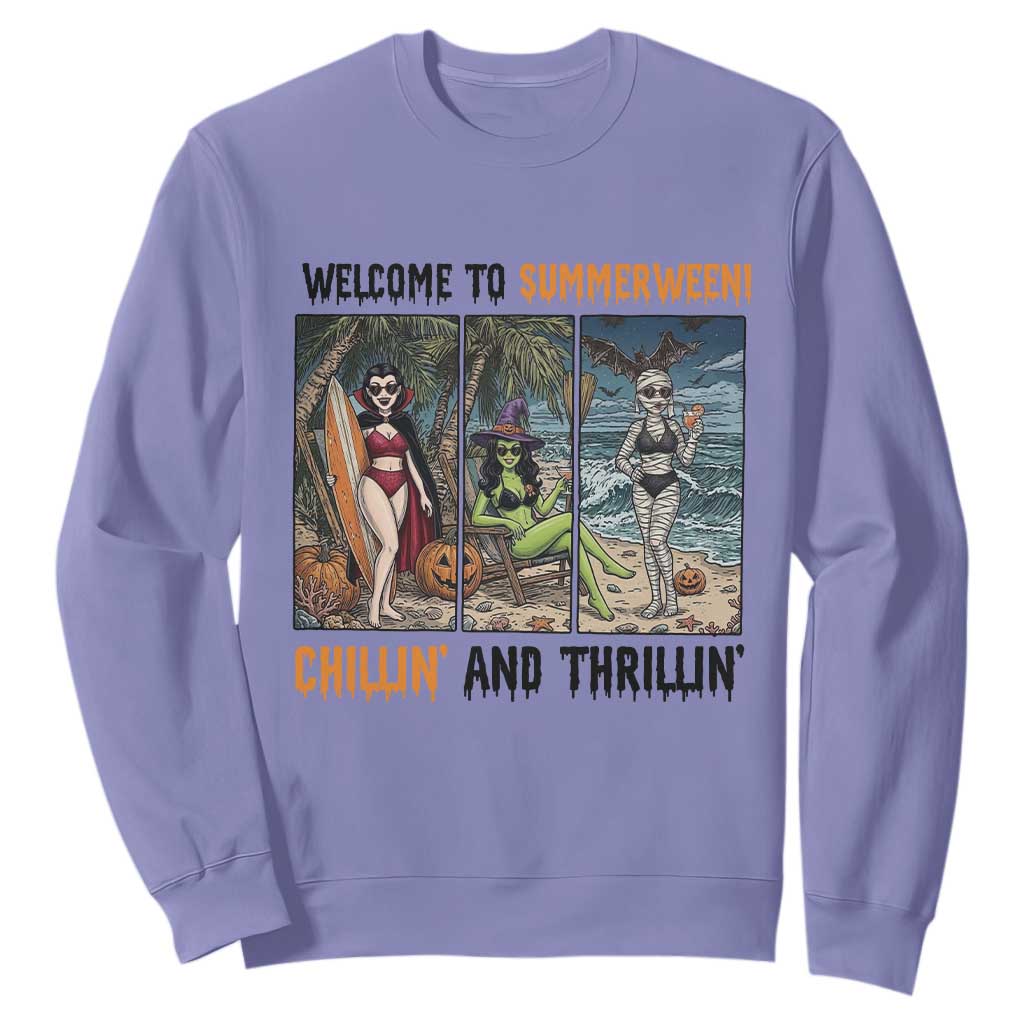 Welcome To Summerween Chillin And Thrillin Sweatshirt Funny Summer Halloween