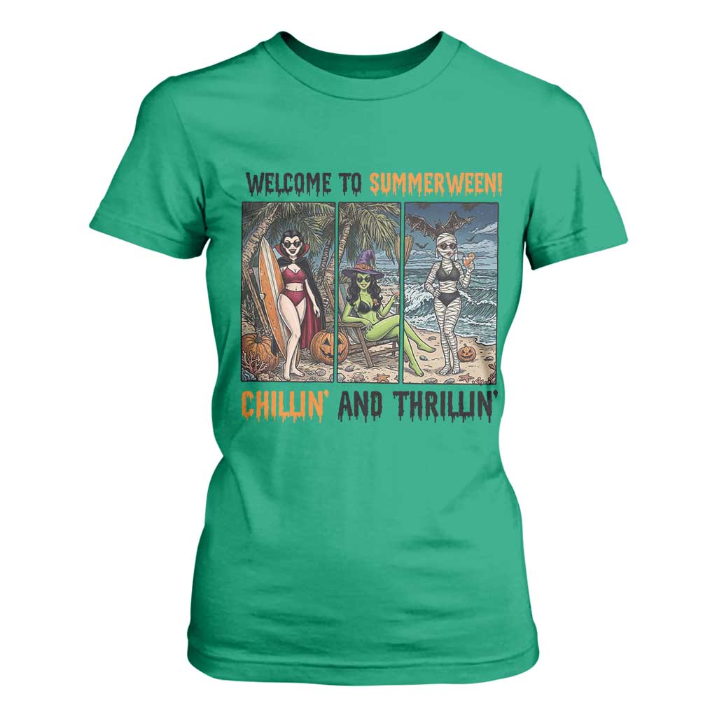 Welcome To Summerween Chillin And Thrillin T Shirt For Women Funny Summer Halloween