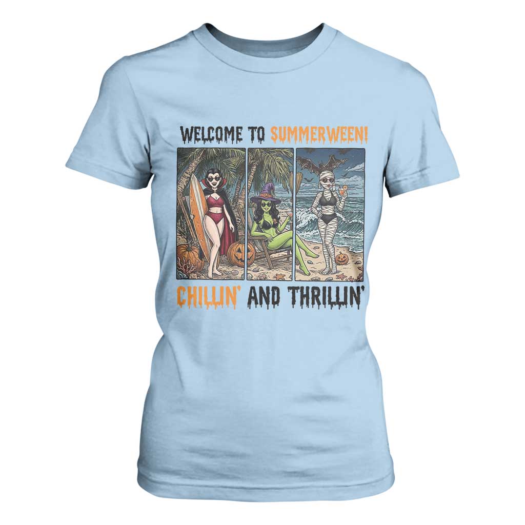 Welcome To Summerween Chillin And Thrillin T Shirt For Women Funny Summer Halloween