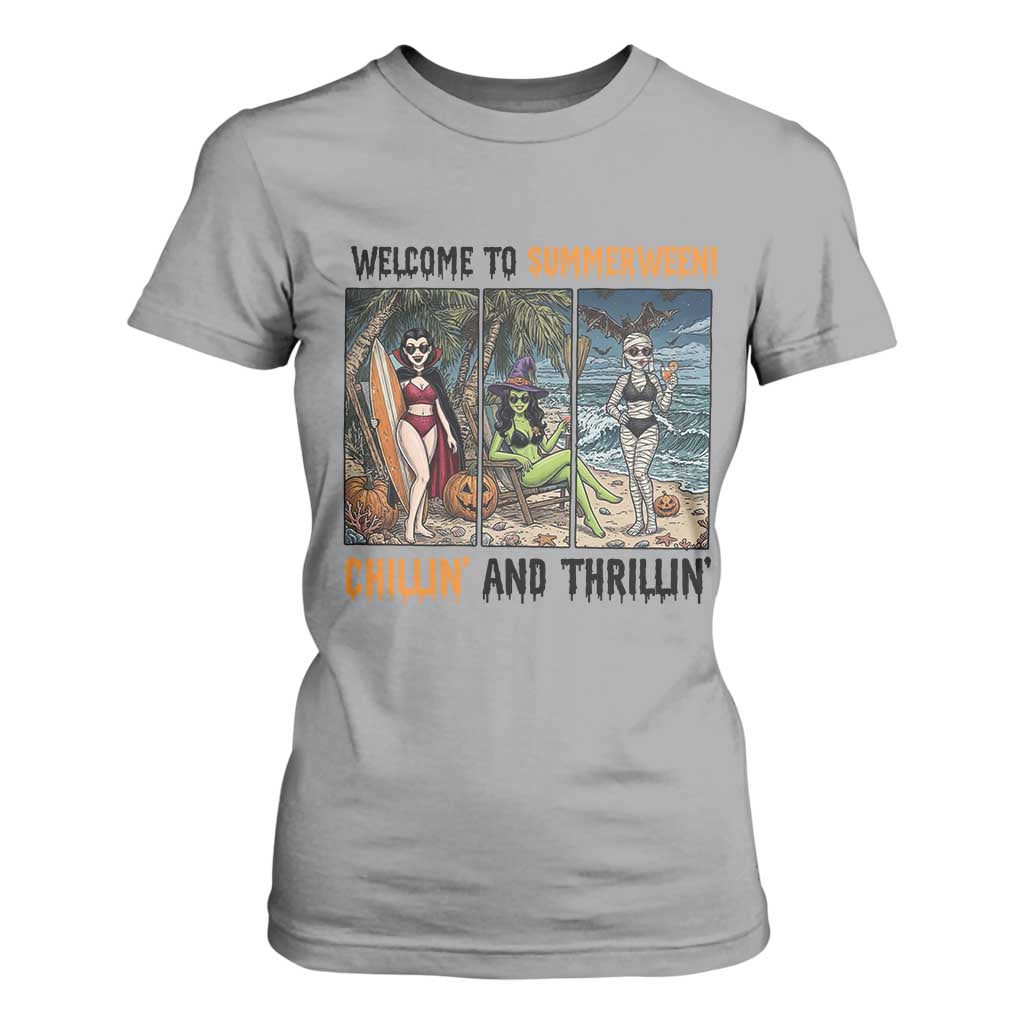 Welcome To Summerween Chillin And Thrillin T Shirt For Women Funny Summer Halloween