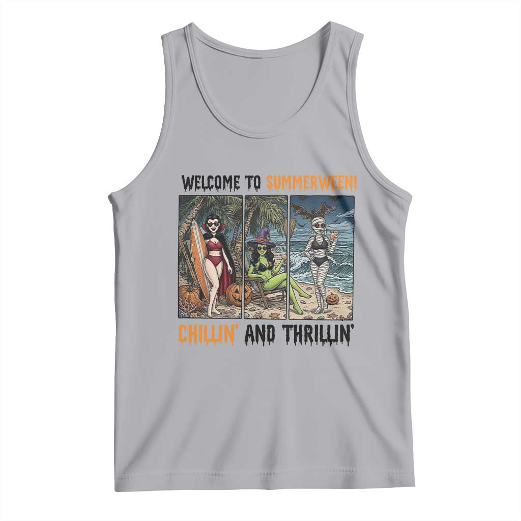 Welcome To Summerween Chillin And Thrillin Tank Top Funny Summer Halloween