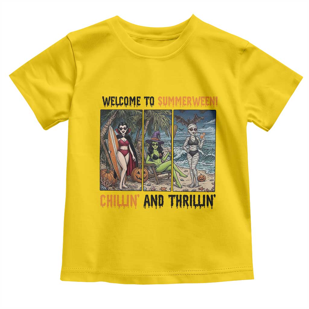 Welcome To Summerween Chillin And Thrillin Toddler T Shirt Funny Summer Halloween
