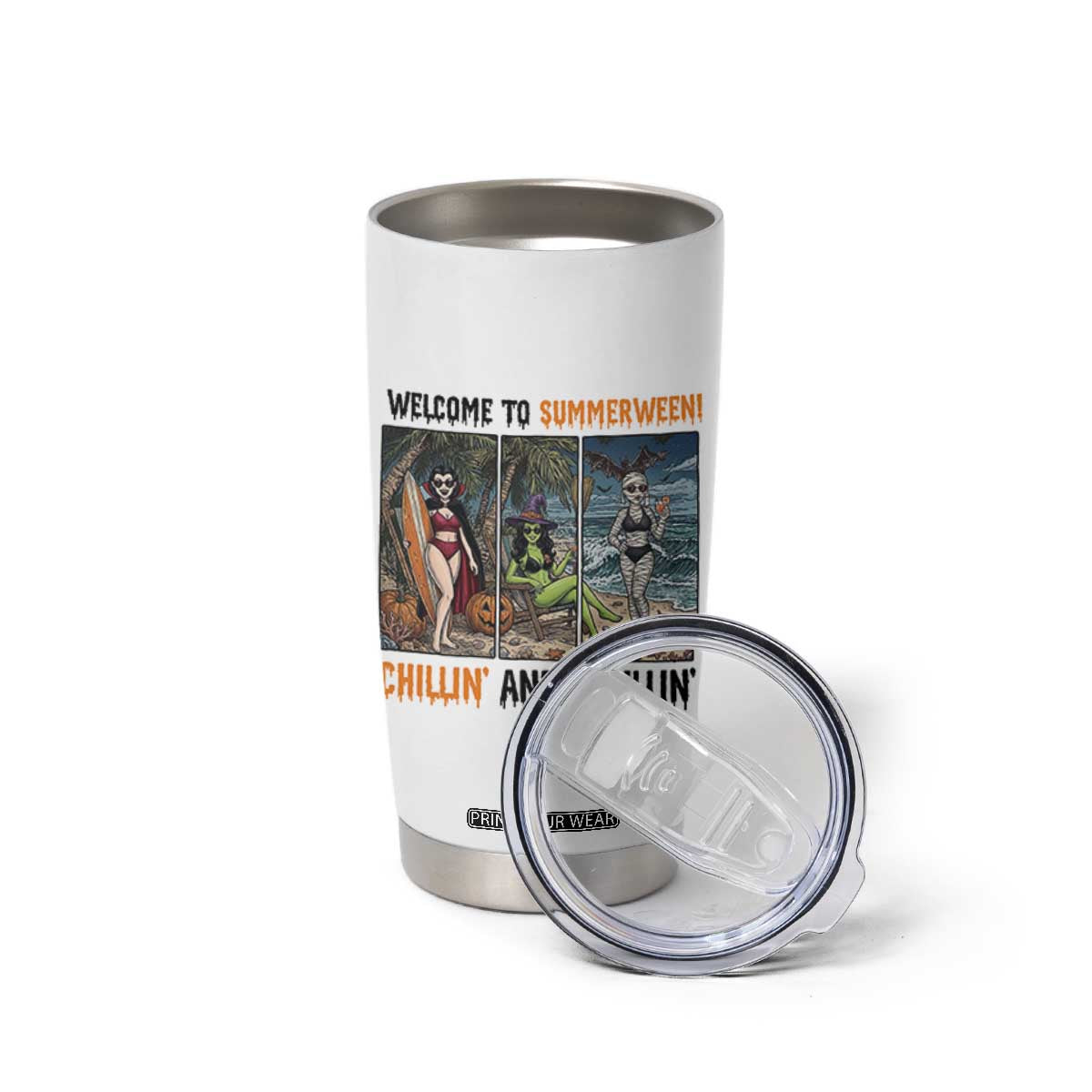 Welcome To Summerween Chillin And Thrillin Tumbler Cup Funny Summer Halloween