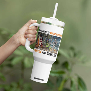 Welcome To Summerween Chillin And Thrillin Tumbler With Handle Funny Summer Halloween