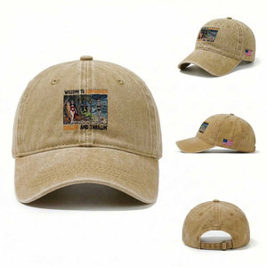 Welcome To Summerween Chillin And Thrillin Washed Cotton Baseball Cap Funny Summer Halloween