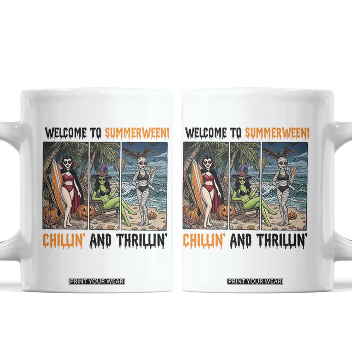 Welcome To Summerween Chillin And Thrillin Coffee Mug Funny Summer Halloween