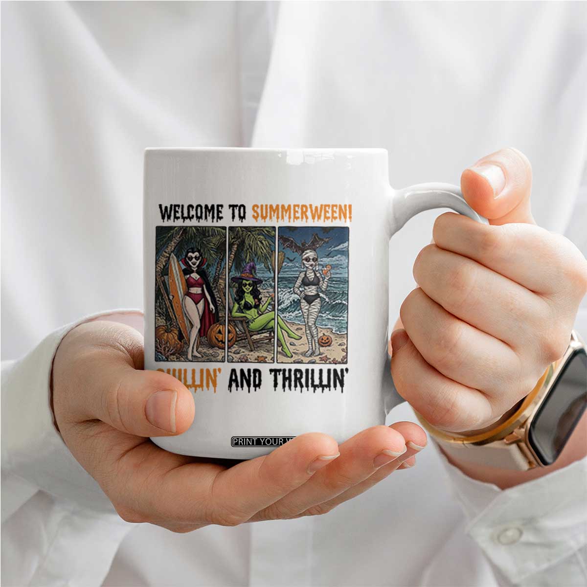 Welcome To Summerween Chillin And Thrillin Coffee Mug Funny Summer Halloween