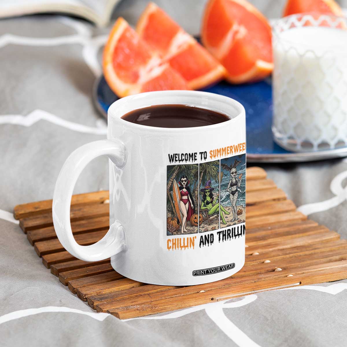 Welcome To Summerween Chillin And Thrillin Coffee Mug Funny Summer Halloween