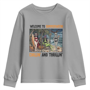Welcome To Summerween Chillin And Thrillin Youth Sweatshirt Funny Summer Halloween