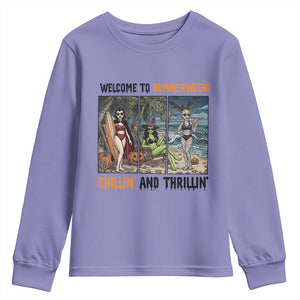 Welcome To Summerween Chillin And Thrillin Youth Sweatshirt Funny Summer Halloween