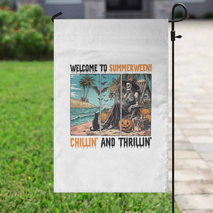 Welcome To Summerween Chillin And Thrillin Garden Flag Spooky Beach Party Gift