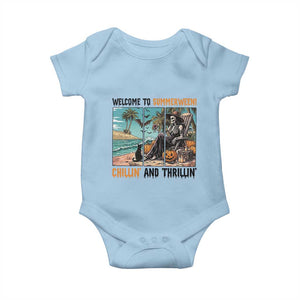 Welcome To Summerween Chillin And Thrillin Baby Onesie Spooky Beach Party Gift