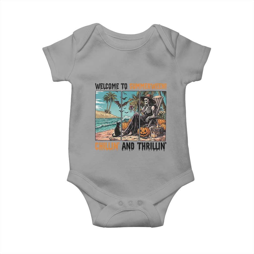 Welcome To Summerween Chillin And Thrillin Baby Onesie Spooky Beach Party Gift