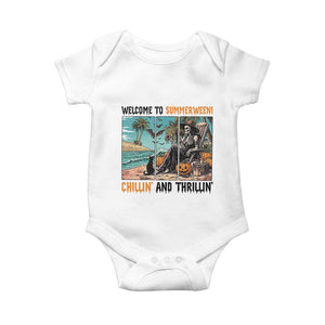 Welcome To Summerween Chillin And Thrillin Baby Onesie Spooky Beach Party Gift