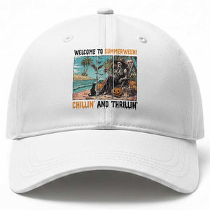 Welcome To Summerween Chillin And Thrillin Baseball Cap Spooky Beach Party Gift