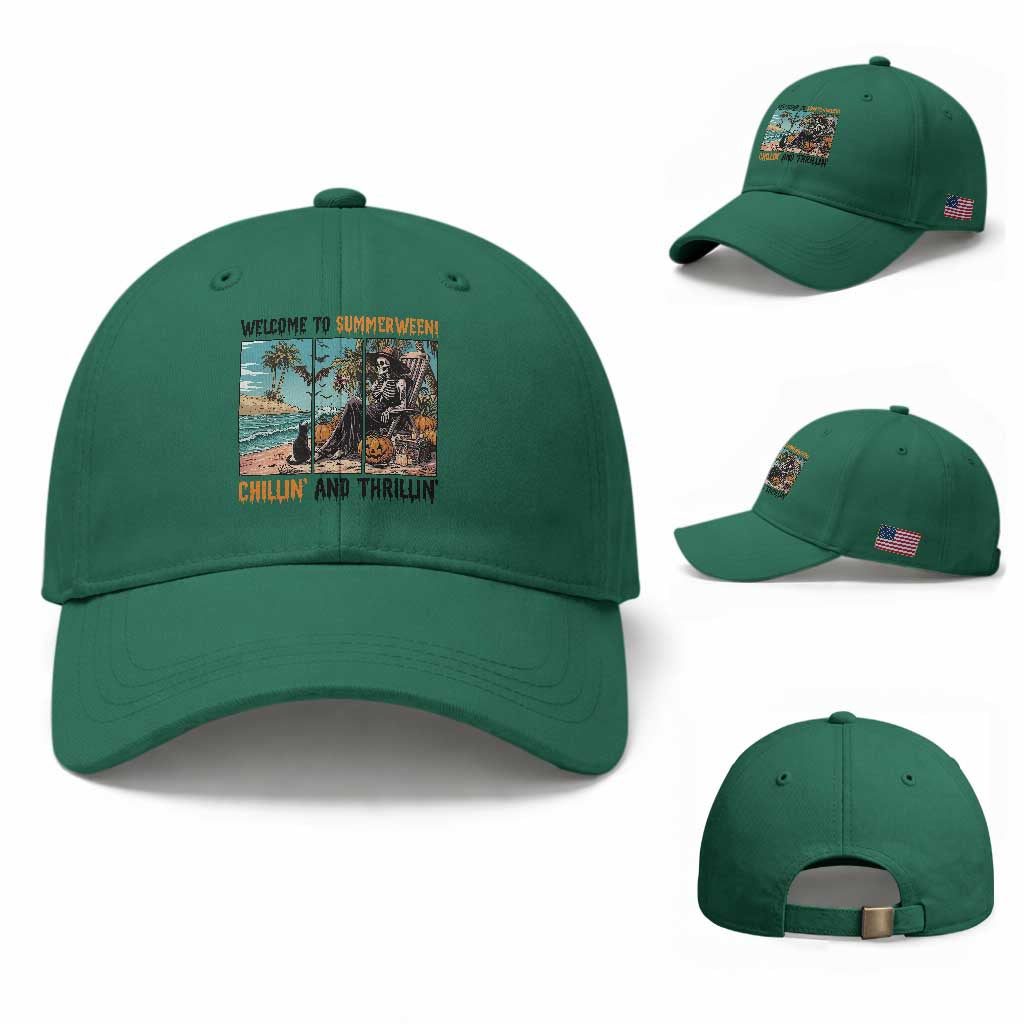 Welcome To Summerween Chillin And Thrillin Baseball Cap Spooky Beach Party Gift