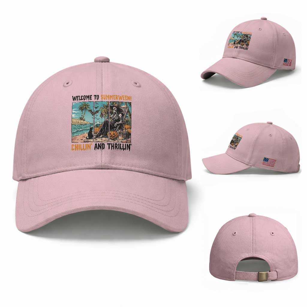 Welcome To Summerween Chillin And Thrillin Baseball Cap Spooky Beach Party Gift