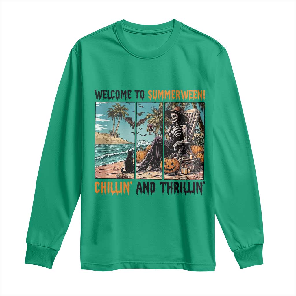 Welcome To Summerween Chillin And Thrillin Long Sleeve Shirt Spooky Beach Party Gift