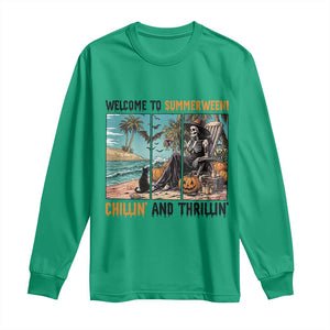 Welcome To Summerween Chillin And Thrillin Long Sleeve Shirt Spooky Beach Party Gift