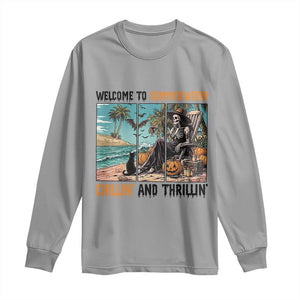 Welcome To Summerween Chillin And Thrillin Long Sleeve Shirt Spooky Beach Party Gift