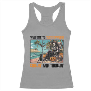 Welcome To Summerween Chillin And Thrillin Racerback Tank Top Spooky Beach Party Gift