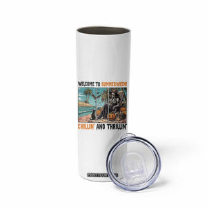 Welcome To Summerween Chillin And Thrillin Skinny Tumbler Spooky Beach Party Gift