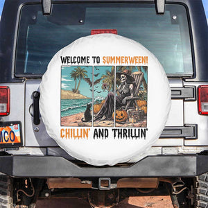 Welcome To Summerween Chillin And Thrillin Spare Tire Cover Spooky Beach Party Gift