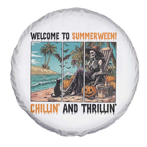 Welcome To Summerween Chillin And Thrillin Spare Tire Cover Spooky Beach Party Gift