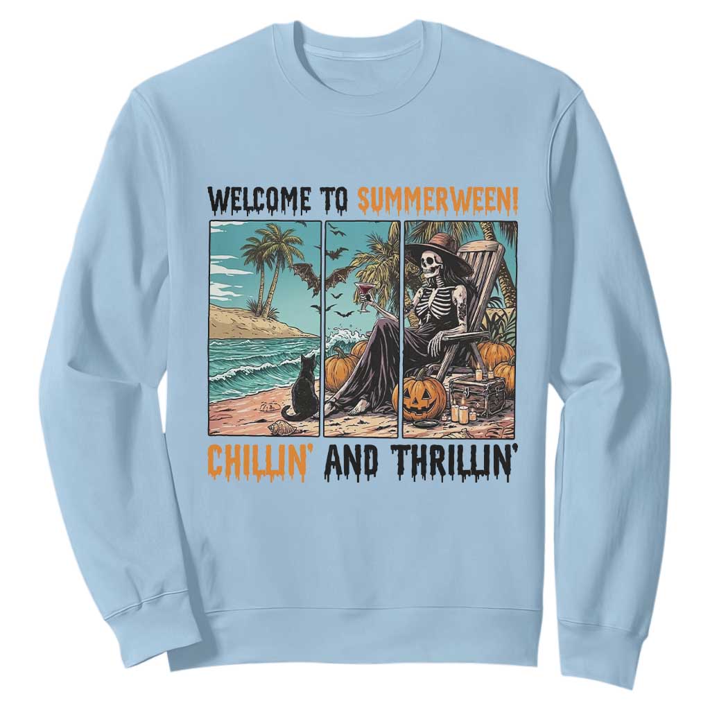 Welcome To Summerween Chillin And Thrillin Sweatshirt Spooky Beach Party Gift