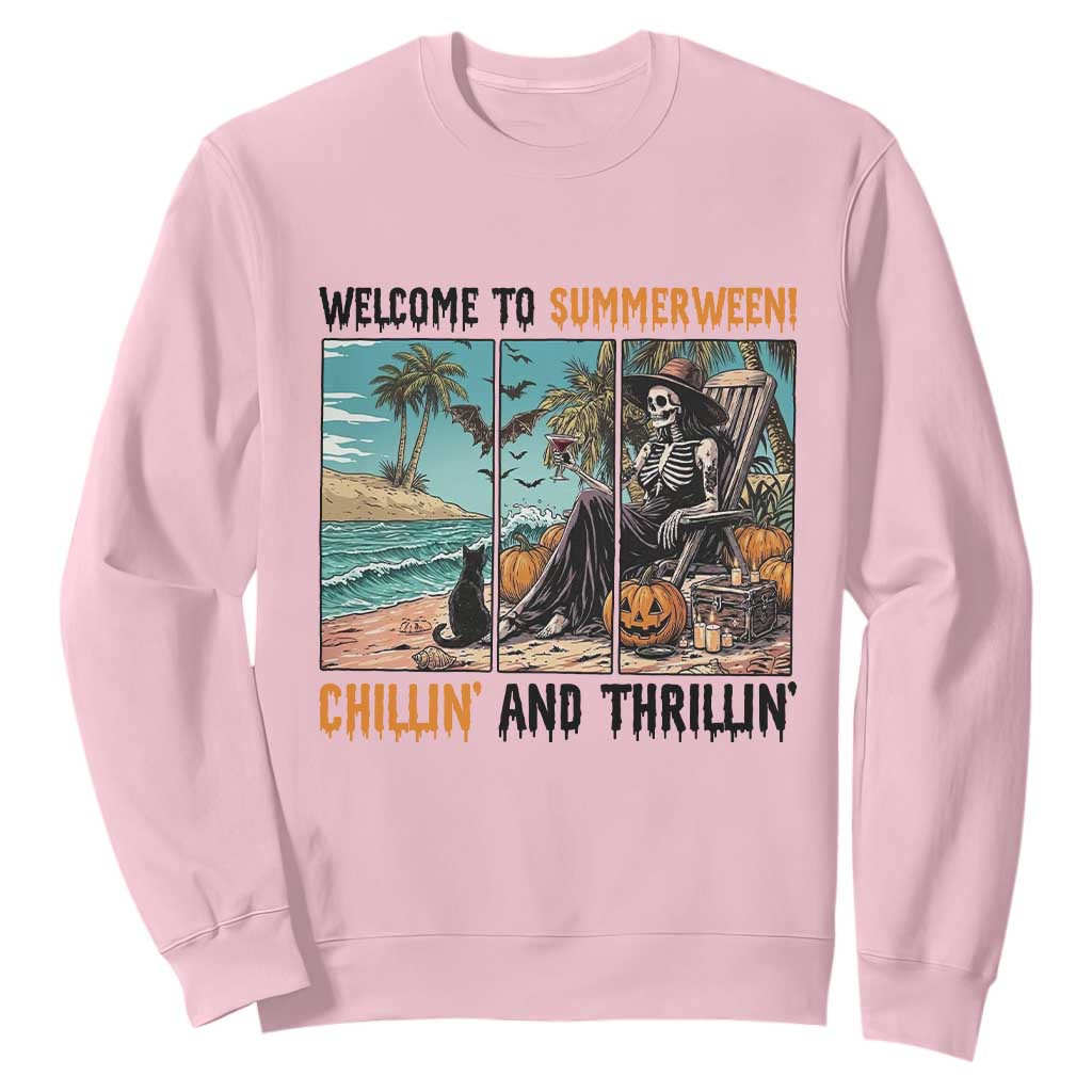 Welcome To Summerween Chillin And Thrillin Sweatshirt Spooky Beach Party Gift
