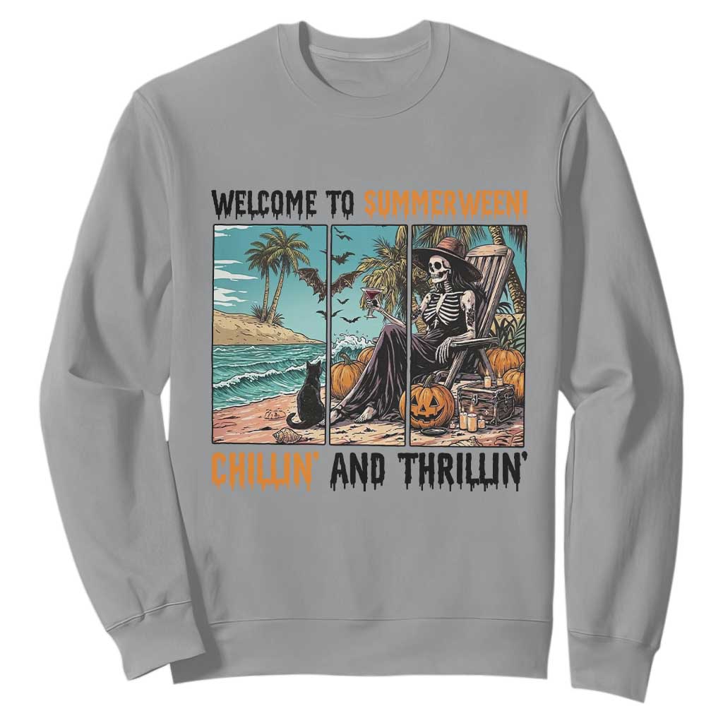 Welcome To Summerween Chillin And Thrillin Sweatshirt Spooky Beach Party Gift