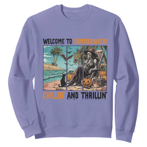 Welcome To Summerween Chillin And Thrillin Sweatshirt Spooky Beach Party Gift