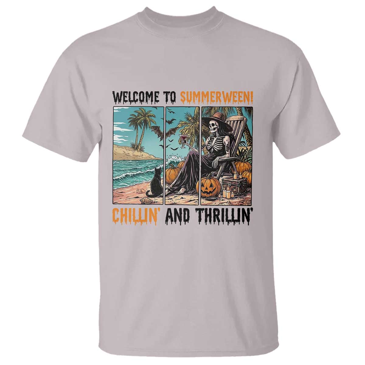 Welcome To Summerween Chillin And Thrillin T Shirt Spooky Beach Party Gift