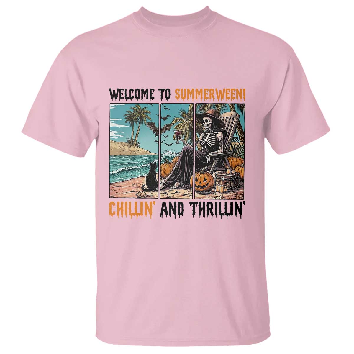 Welcome To Summerween Chillin And Thrillin T Shirt Spooky Beach Party Gift
