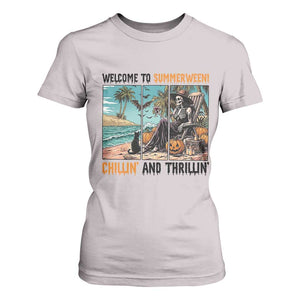 Welcome To Summerween Chillin And Thrillin T Shirt For Women Spooky Beach Party Gift