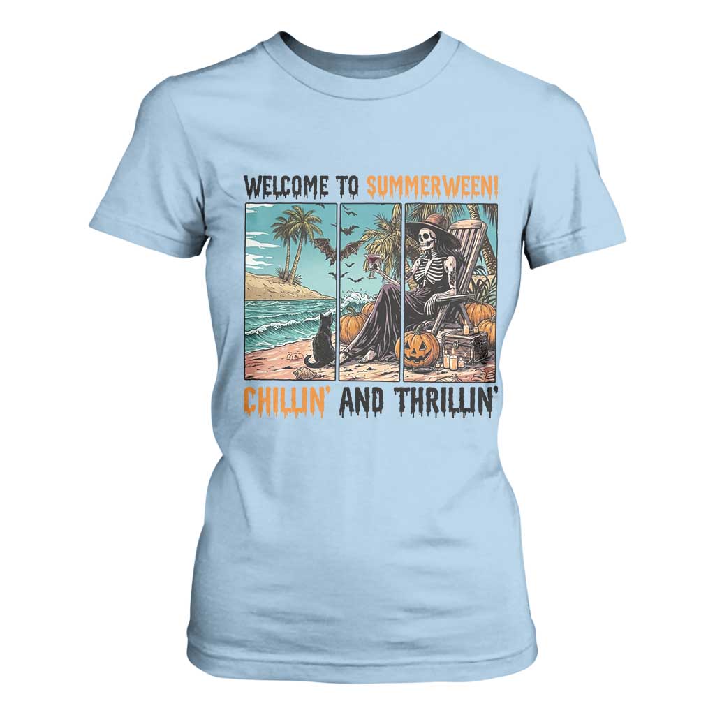 Welcome To Summerween Chillin And Thrillin T Shirt For Women Spooky Beach Party Gift