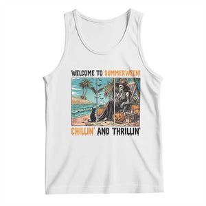 Welcome To Summerween Chillin And Thrillin Tank Top Spooky Beach Party Gift