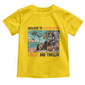 Welcome To Summerween Chillin And Thrillin Toddler T Shirt Spooky Beach Party Gift