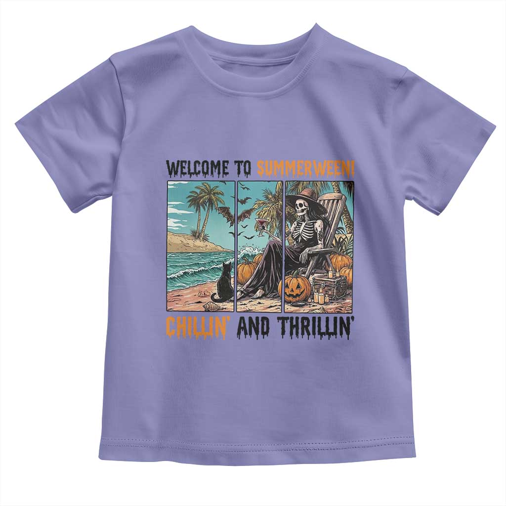 Welcome To Summerween Chillin And Thrillin Toddler T Shirt Spooky Beach Party Gift
