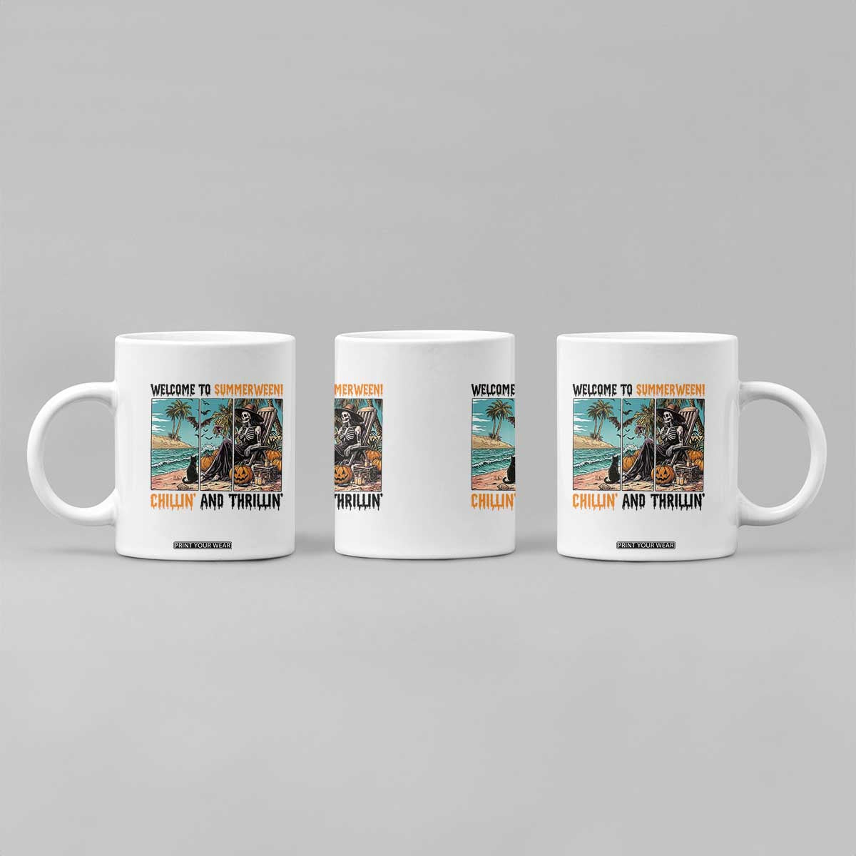 Welcome To Summerween Chillin And Thrillin Coffee Mug Spooky Beach Party Gift