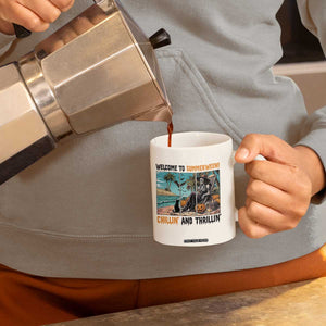 Welcome To Summerween Chillin And Thrillin Coffee Mug Spooky Beach Party Gift