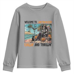 Welcome To Summerween Chillin And Thrillin Youth Sweatshirt Spooky Beach Party Gift