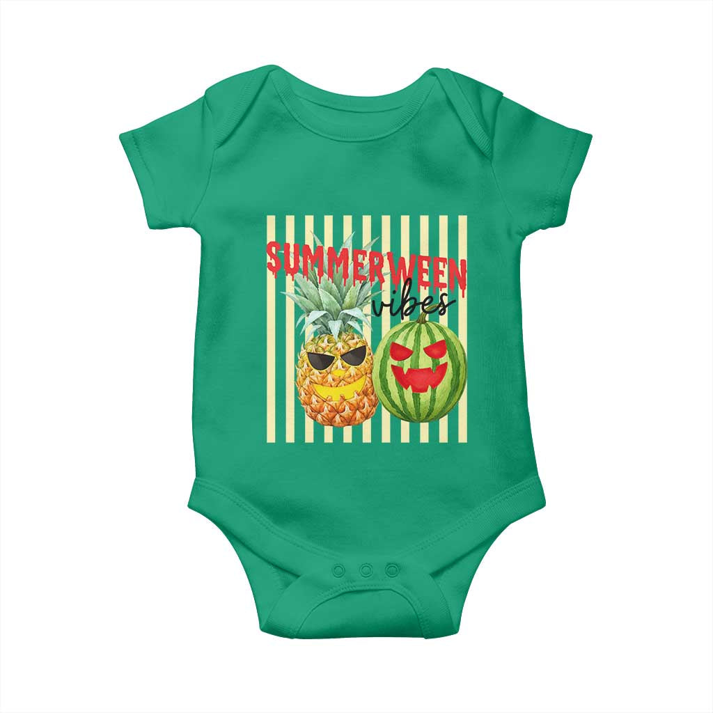Funny Summerween Fruit Baby Onesie Spooky Pineapple Watermelon Graphic
