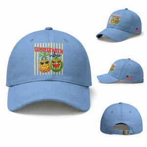 Funny Summerween Fruit Baseball Cap Spooky Pineapple Watermelon Graphic
