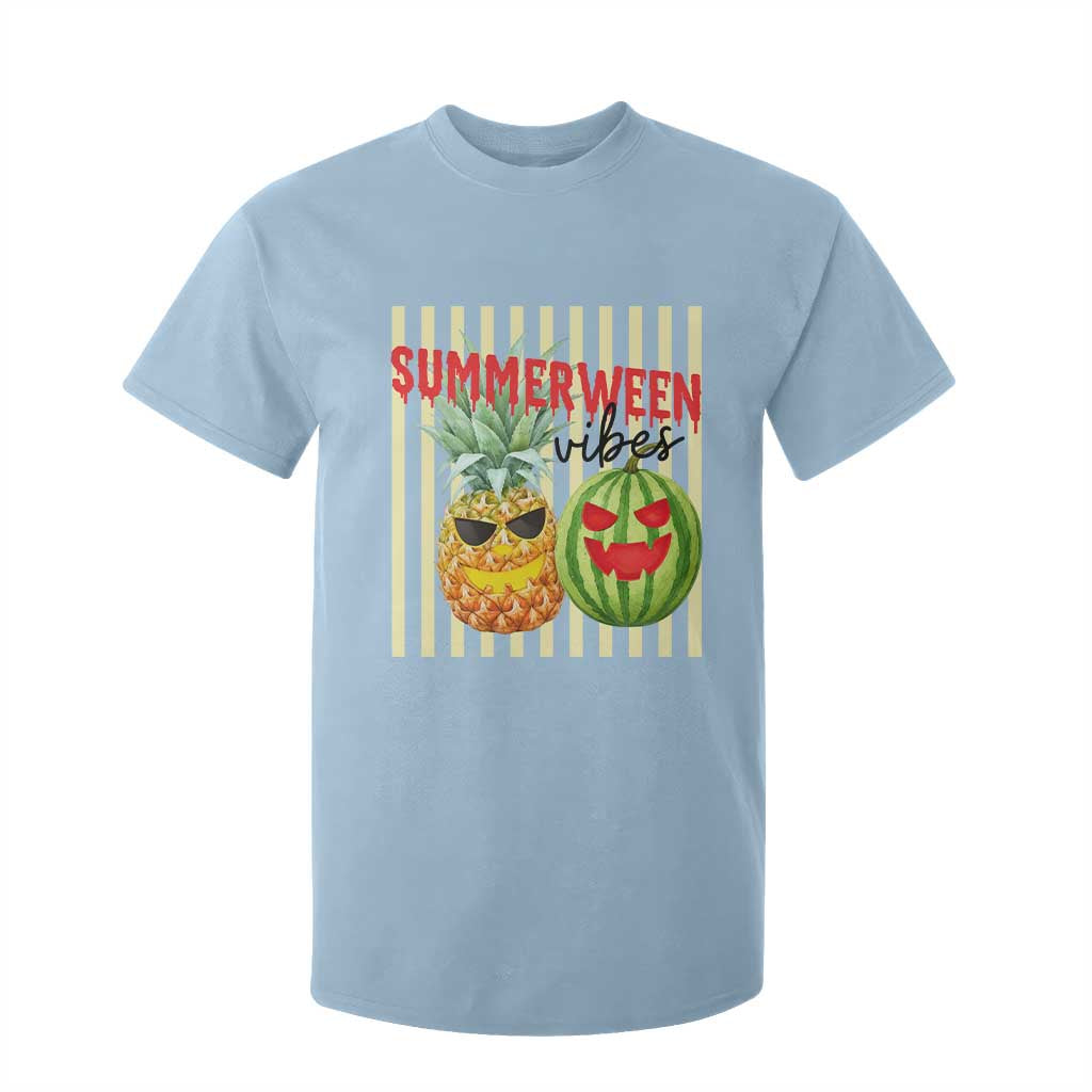 Funny Summerween Fruit T Shirt For Kid Spooky Pineapple Watermelon Graphic