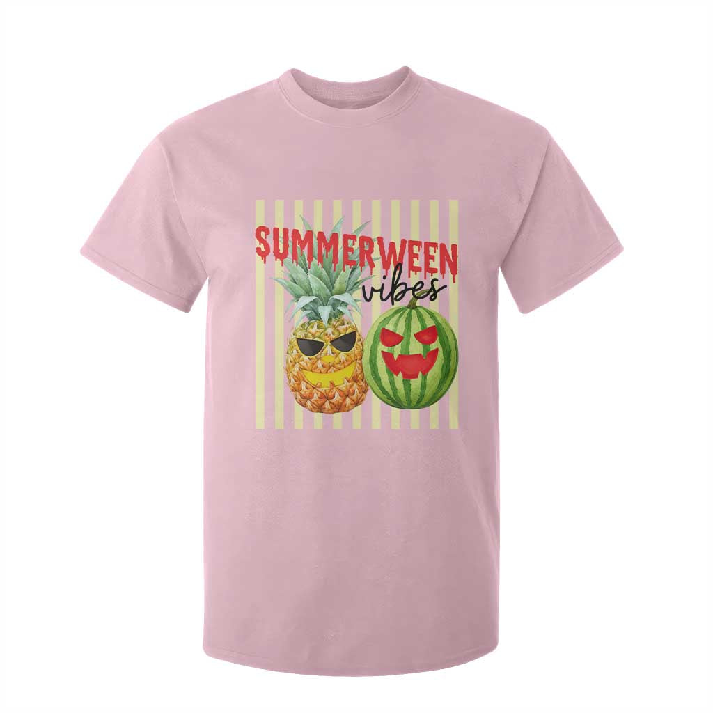 Funny Summerween Fruit T Shirt For Kid Spooky Pineapple Watermelon Graphic